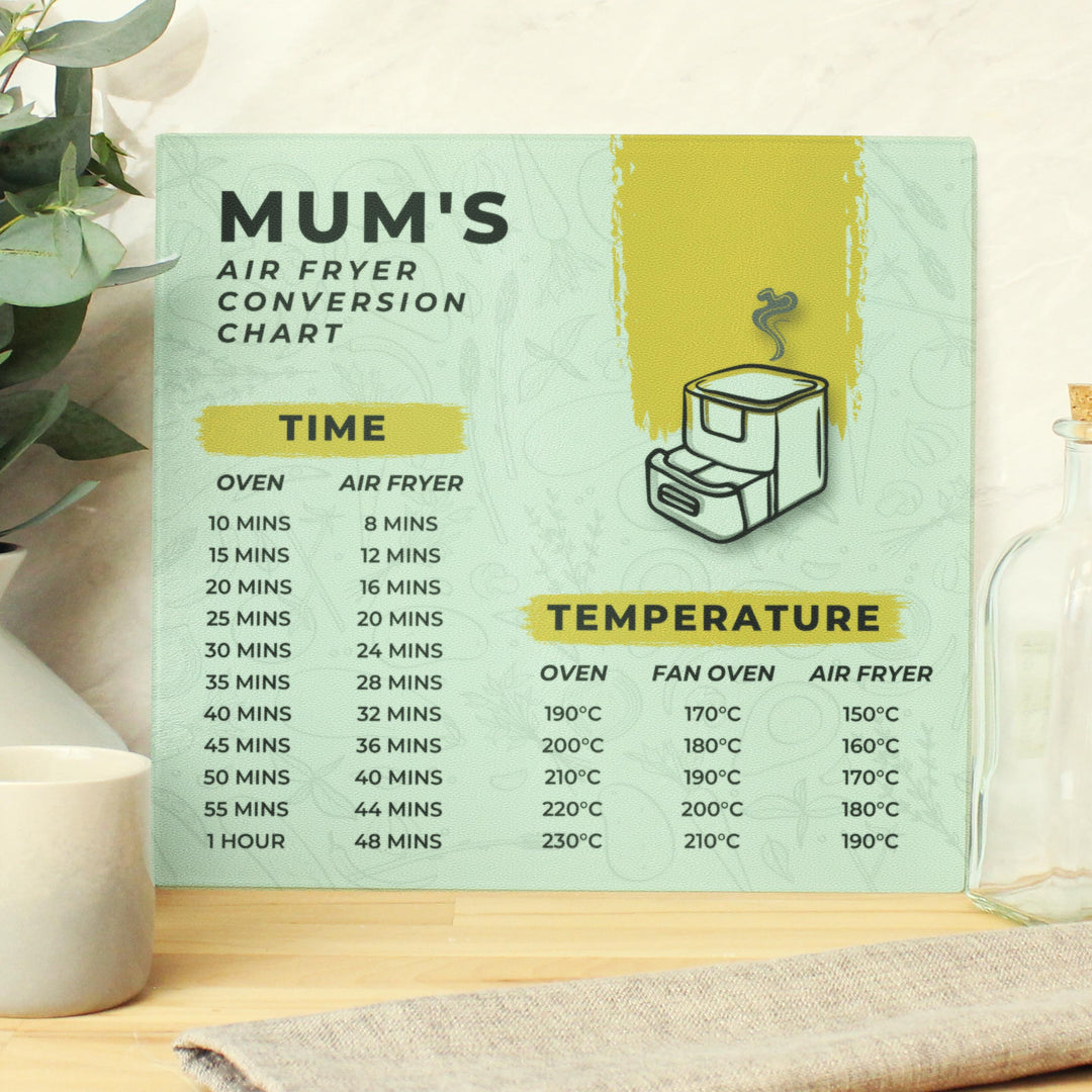 Personalised Air Fryer Chart Glass Chopping Board – alternative view