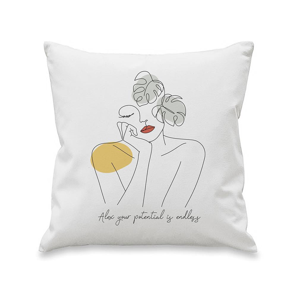 Personalised Fleur Fine Line Cushion, The Personal Shop, personalised gifts
