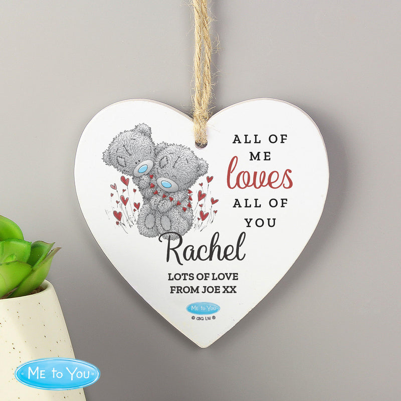 Personalised Me to You Valentine Wooden Heart Decoration