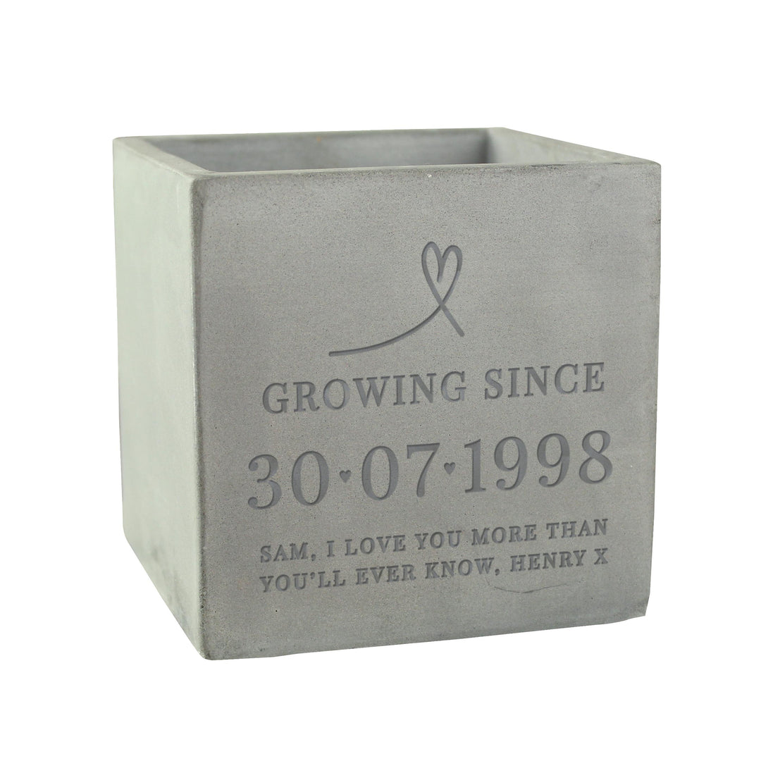 Personalised Large Date Concrete Pot – alternative view