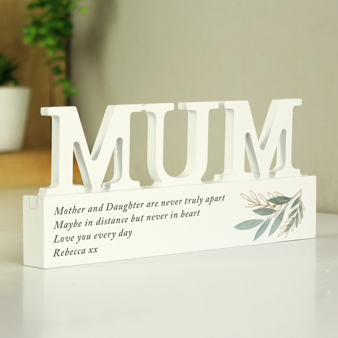Personalised Botanical Wooden Mum Ornament, The Personal Shop, personalised gifts