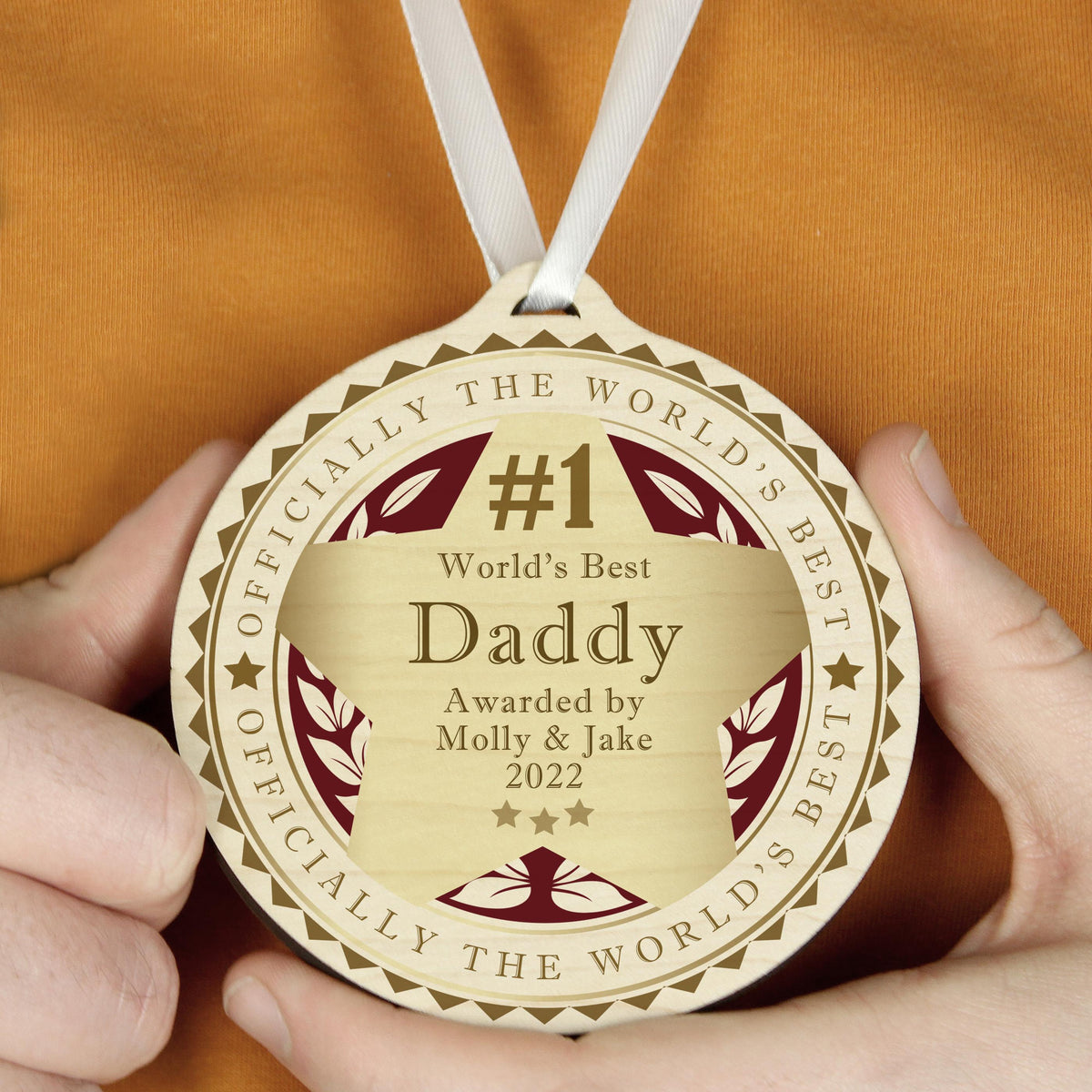 Personalised Number 1 Round Wooden Medal, The Personal Shop, personalised gifts