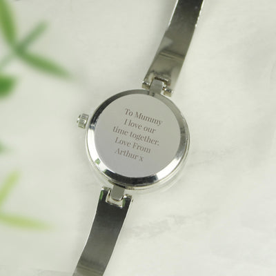 Personalised Silver Ladies Watch With Silver Slider Clasp