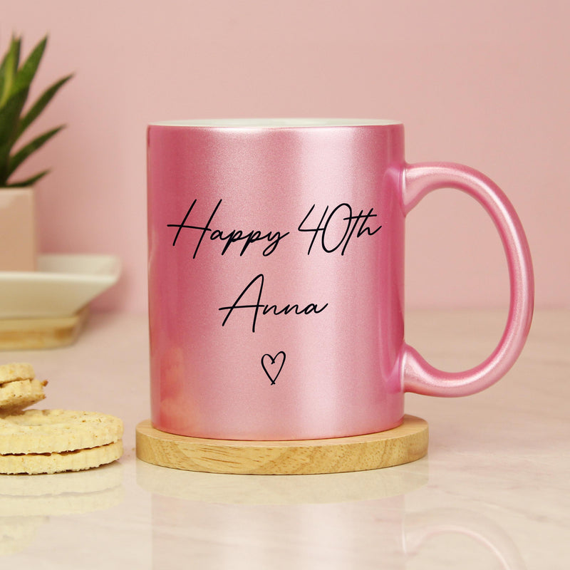 Personalised Pink Glitter Mug