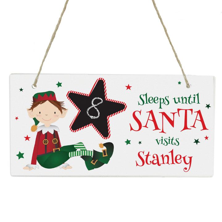 Personalised Elf Christmas Chalk Countdown Wooden Sign, The Personal Shop, personalised gifts