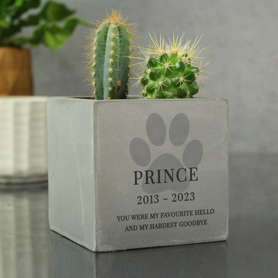 Personalised Pet Paw Print Concrete Pot