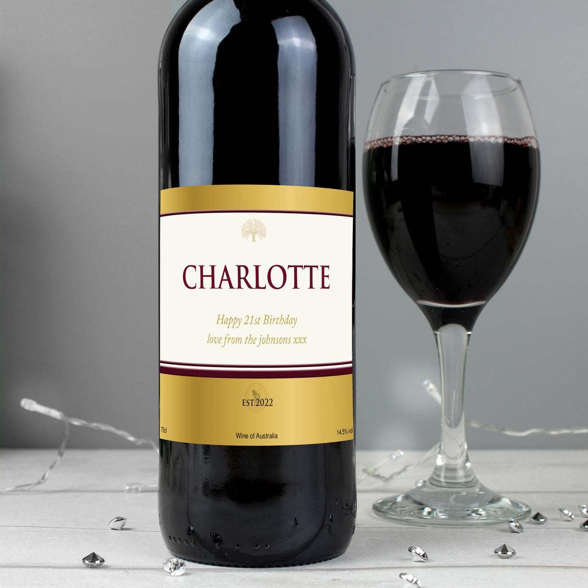 Personalised Gold Label Red Wine – alternative view