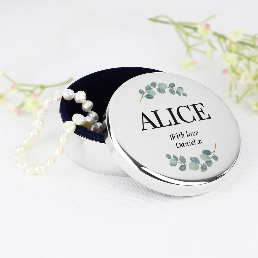 Personalised Botanical Round Trinket Box – alternative view