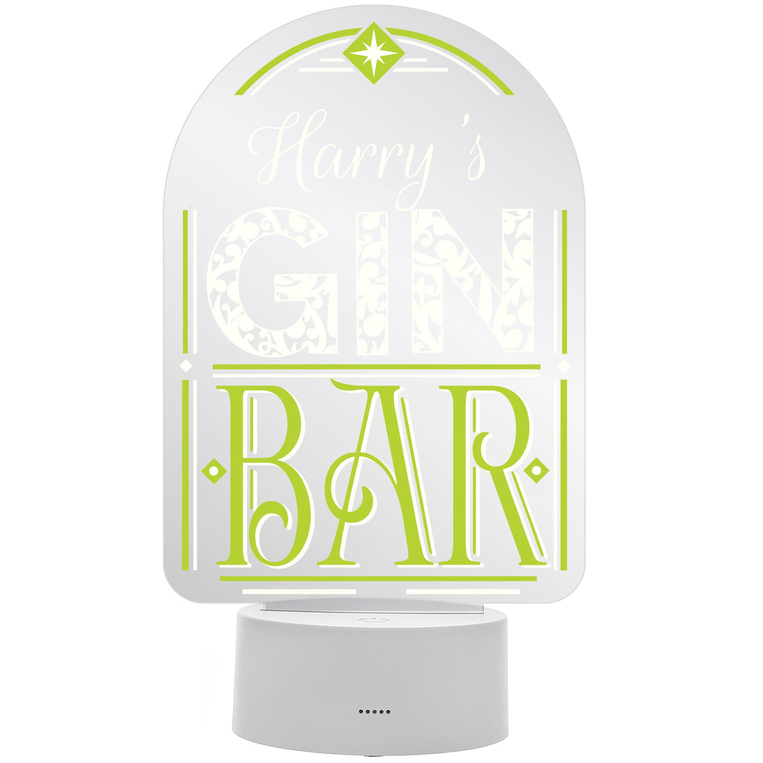 Personalised Gin Bar LED Colour Changing Night Light – alternative view
