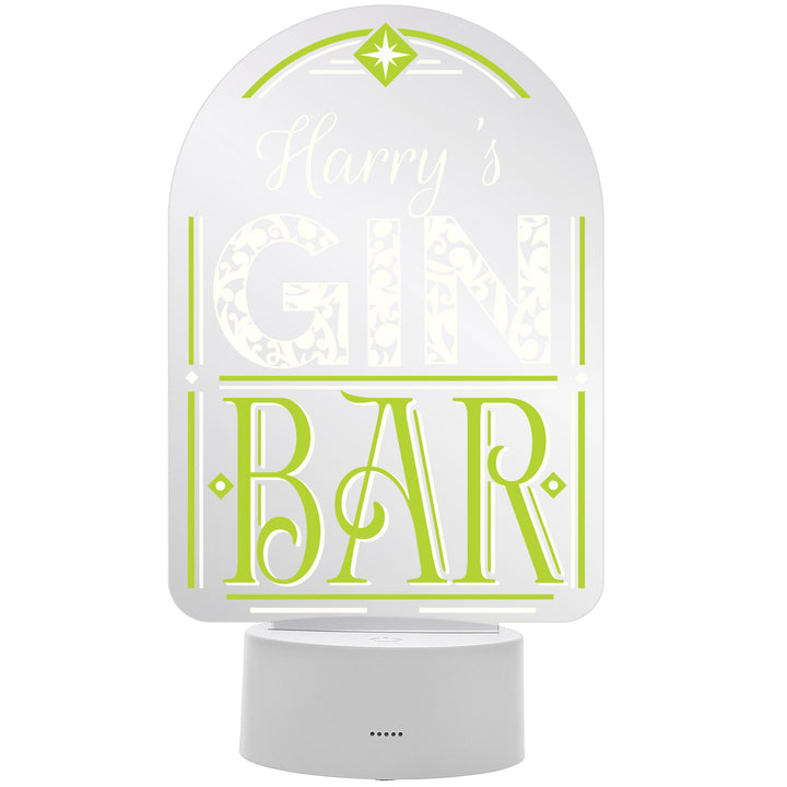 Personalised Gin Bar LED Colour Changing Night Light – alternative view