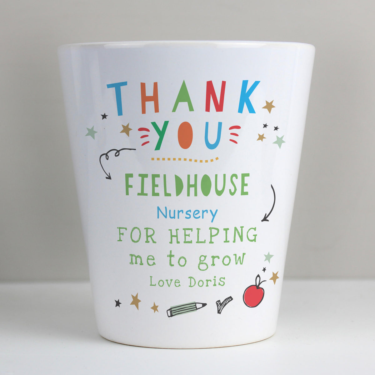 Personalised Thank You Teacher Plant Pot – alternative view