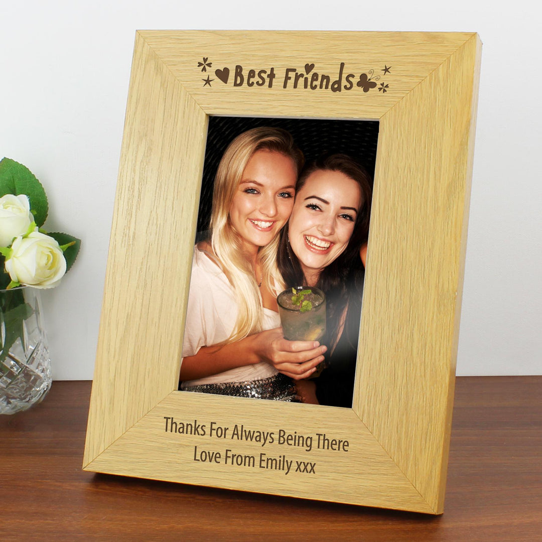 Personalised Oak Finish 6x4 Best Friends Photo Frame, The Personal Shop, personalised gifts