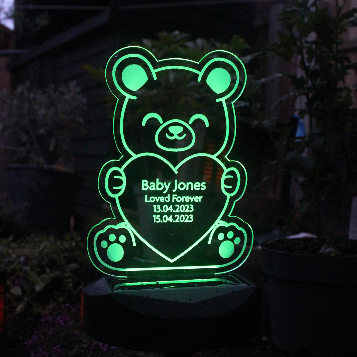 Personalised Bear Memorial Outdoor Solar Light – alternative view