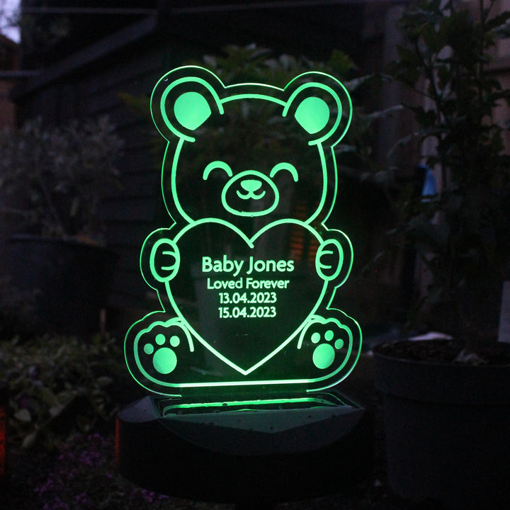 Personalised Bear Memorial Outdoor Solar Light – alternative view