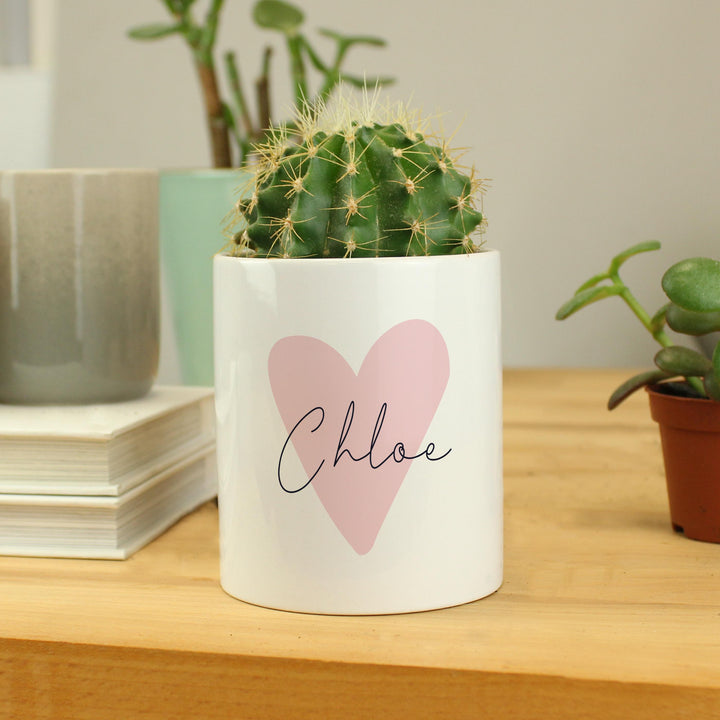 Personalised Pink Heart Make Up Brushes Pot – alternative view