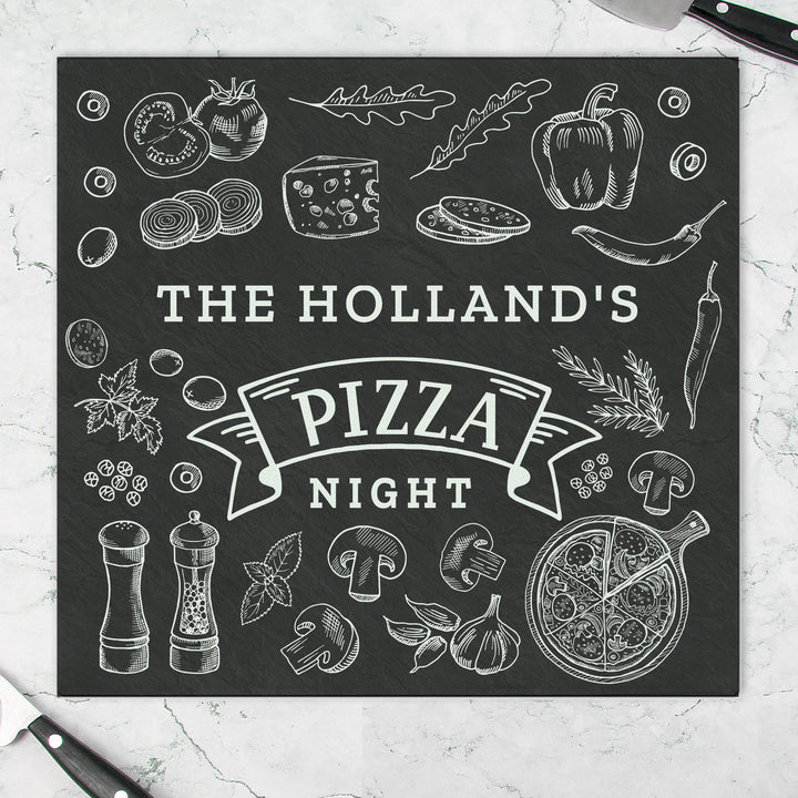Personalised Pizza Glass Chopping Board/Worktop Saver – alternative view