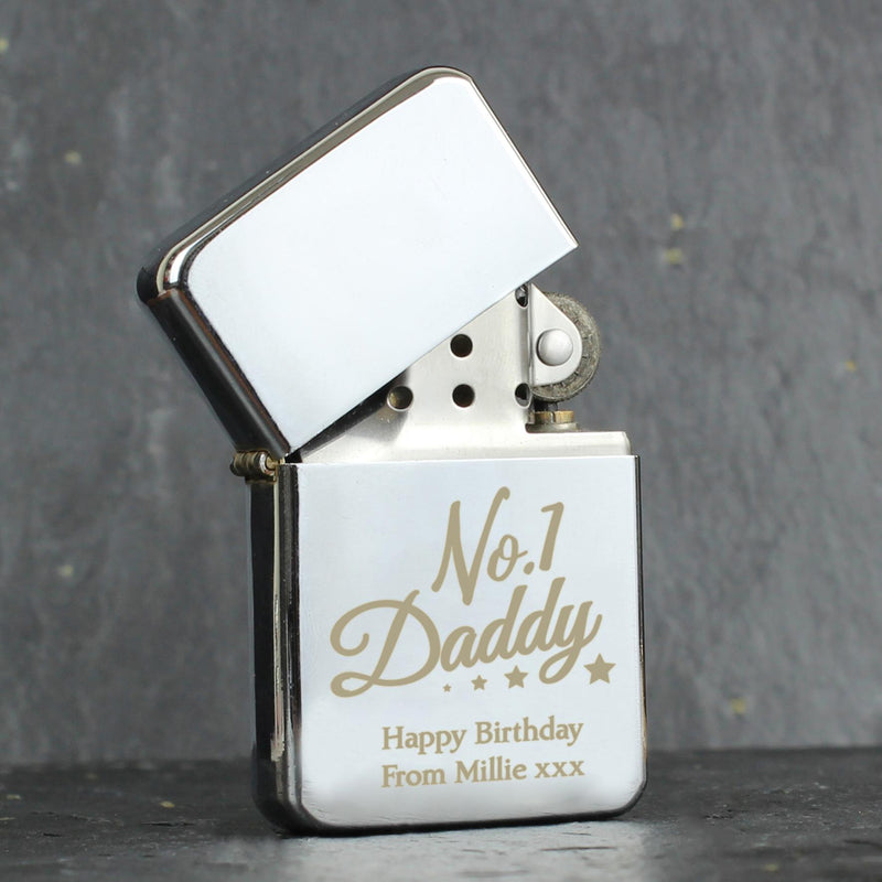 Personalised No.1 Daddy Silver Lighter