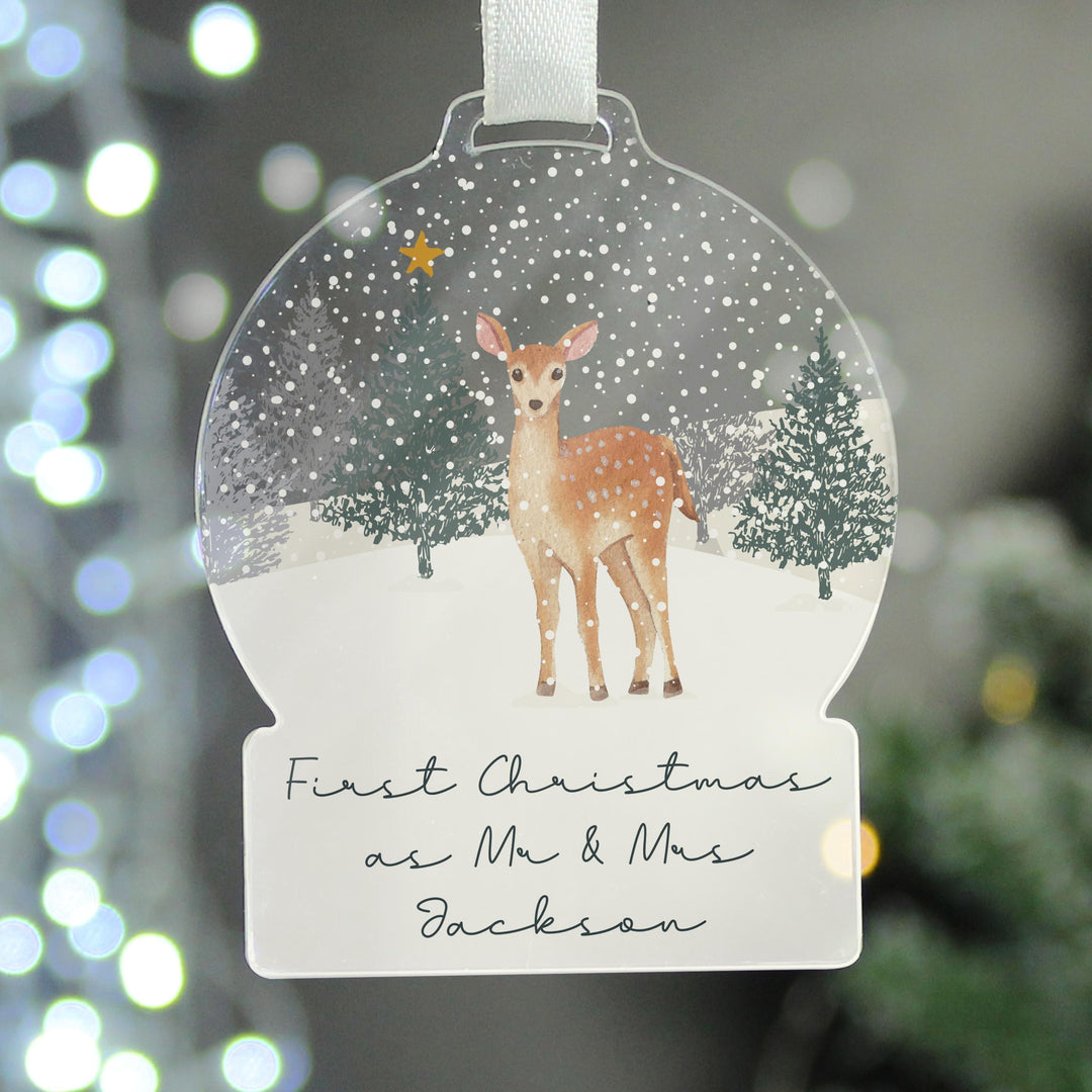 Personalised Acrylic Snowglobe Christmas Tree Decoration