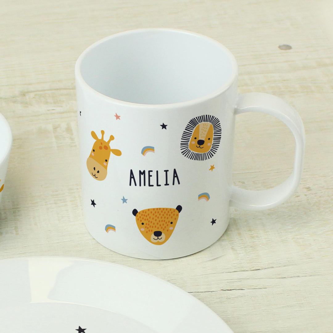 Personalised Safari Animals Plastic Childrens Breakfast Set – alternative view