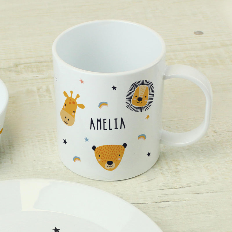 Personalised Safari Animals Plastic Childrens Breakfast Set