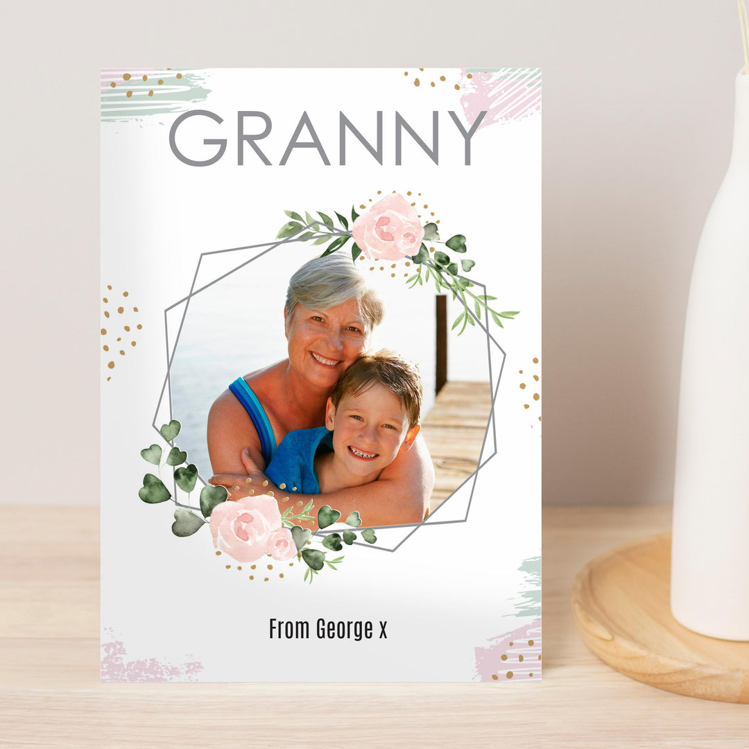 Personalised Floral Abstract Photo Upload Card - alternative view