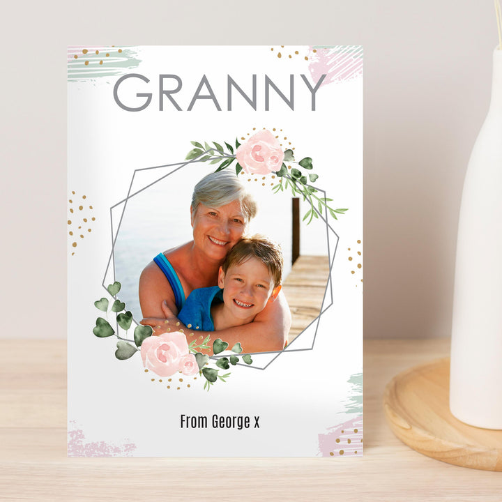 Personalised Floral Abstract Photo Upload Card - alternative view