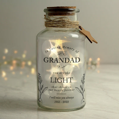 Personalised In Loving Memory LED Glass Jar