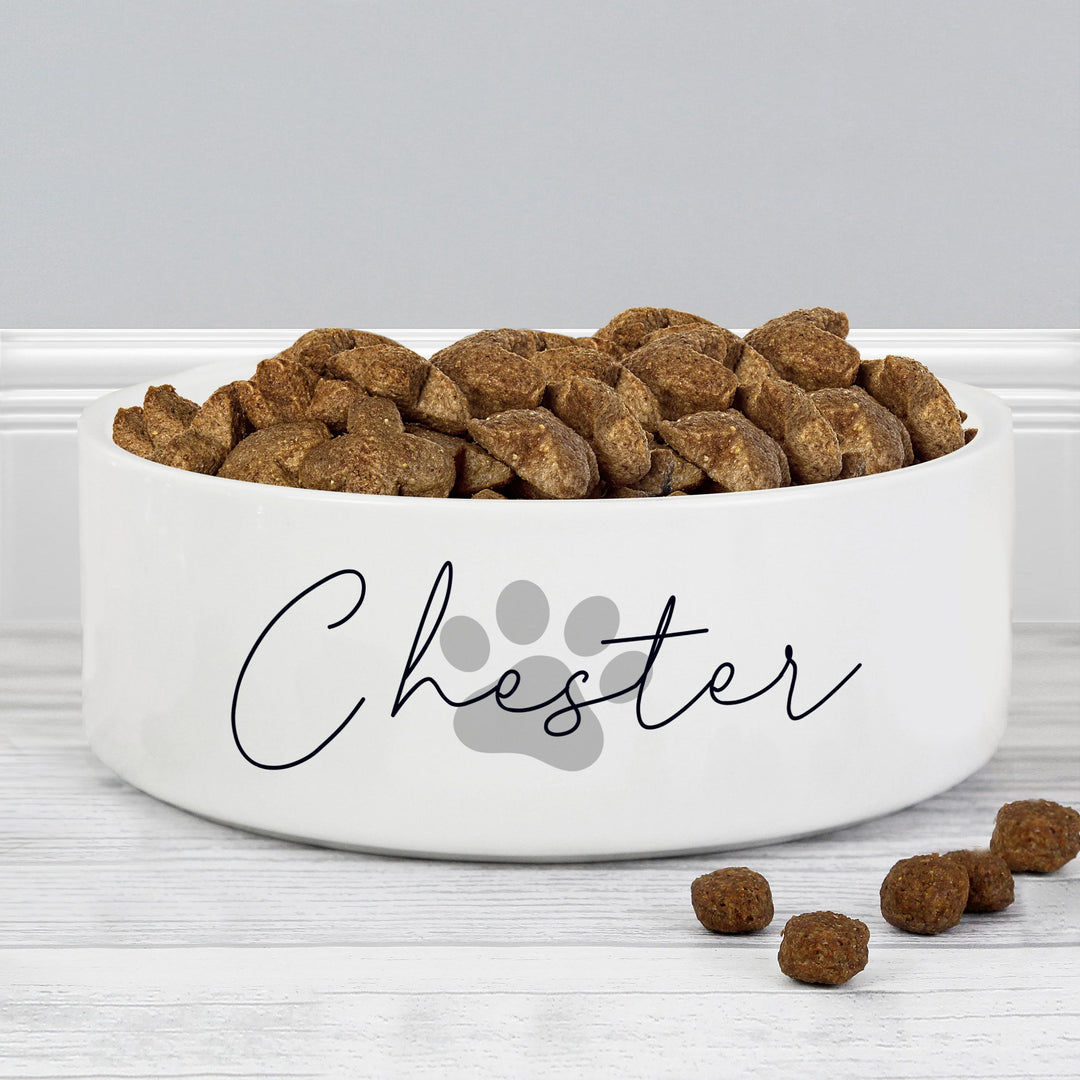 Personalised Grey Pawprint Name 14cm Medium Pet Bowl – alternative view