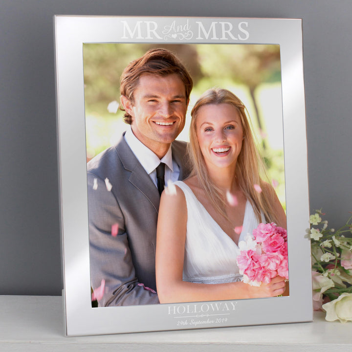Personalised Mr &amp; Mrs 8x10 Silver Photo Frame, The Personal Shop, personalised gifts