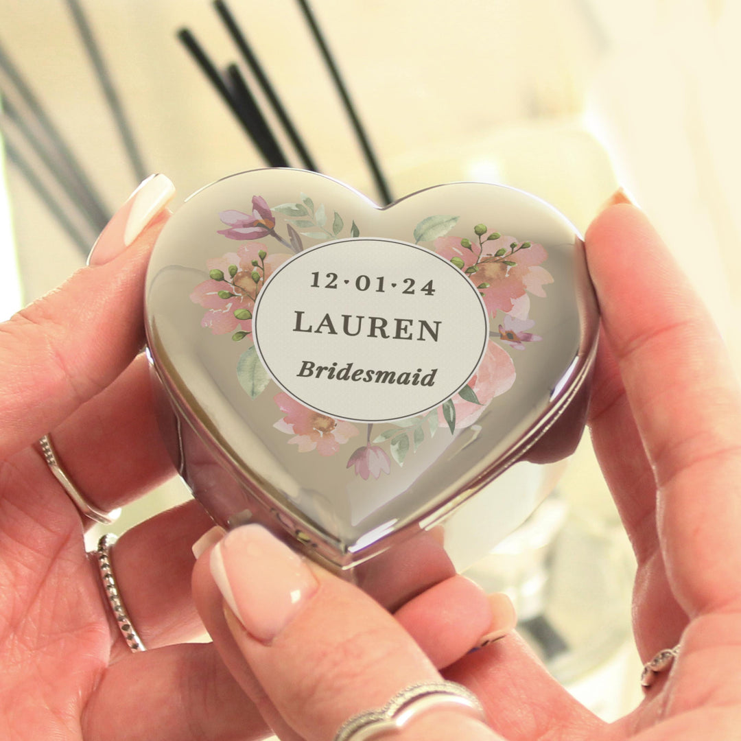 Personalised Floral Watercolour Heart Trinket Box, The Personal Shop, personalised gifts