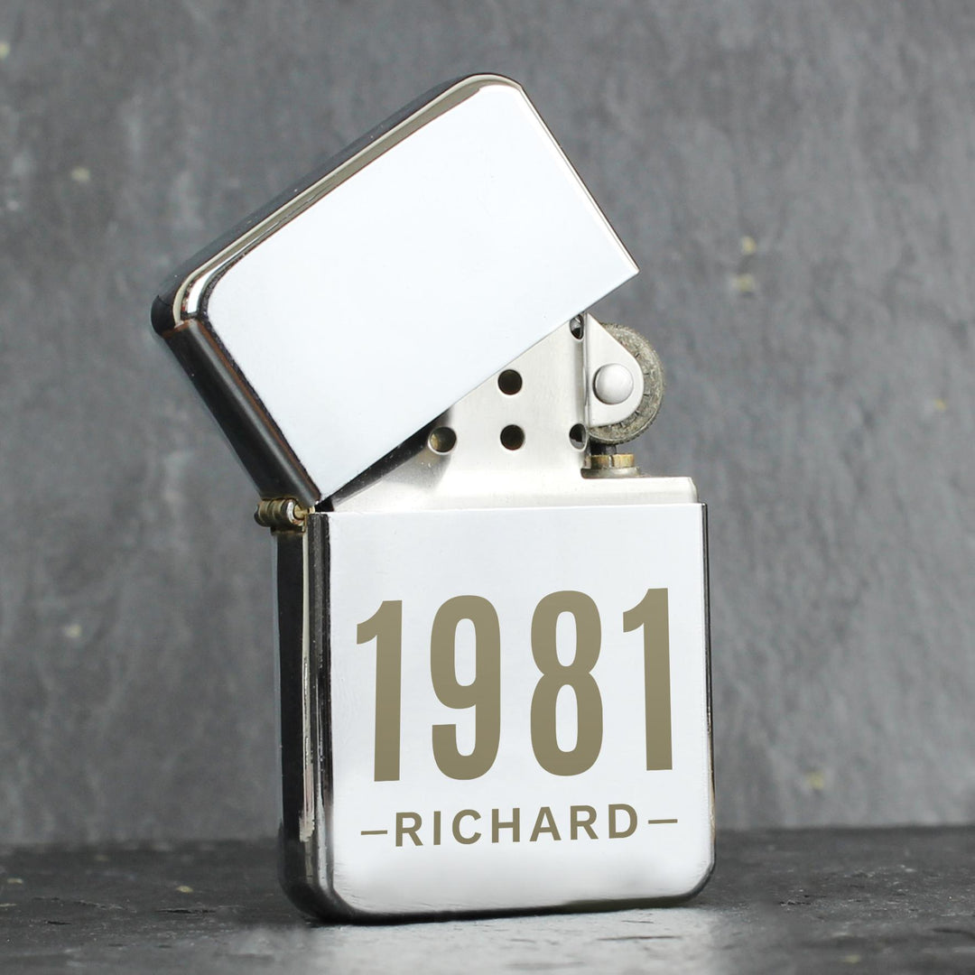 Personalised Date &amp; Name Lighter – alternative view
