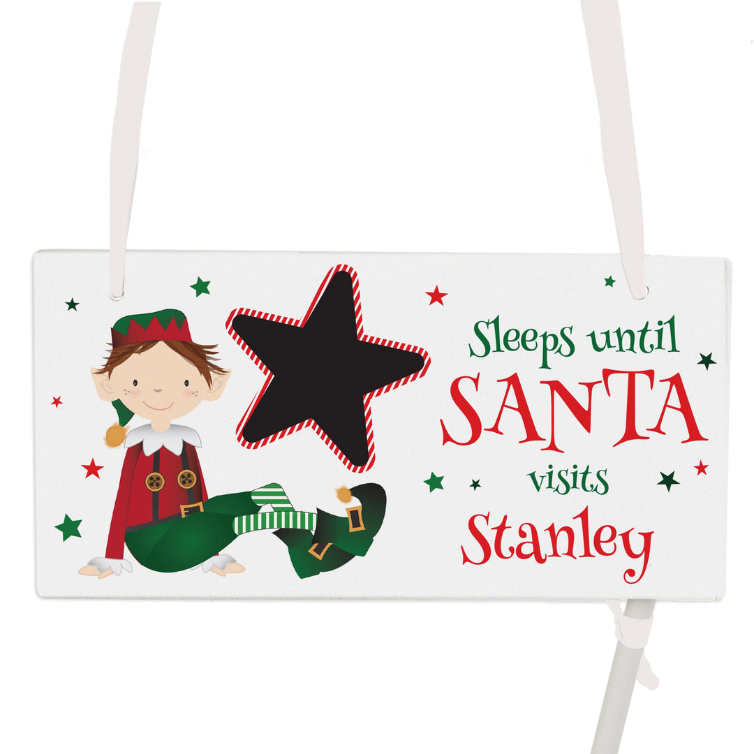 Personalised Elf Christmas Chalk Countdown Wooden Sign, The Personal Shop, personalised gifts