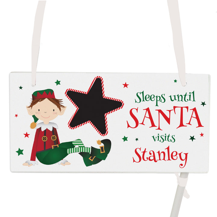 Personalised Elf Christmas Chalk Countdown Wooden Sign, The Personal Shop, personalised gifts
