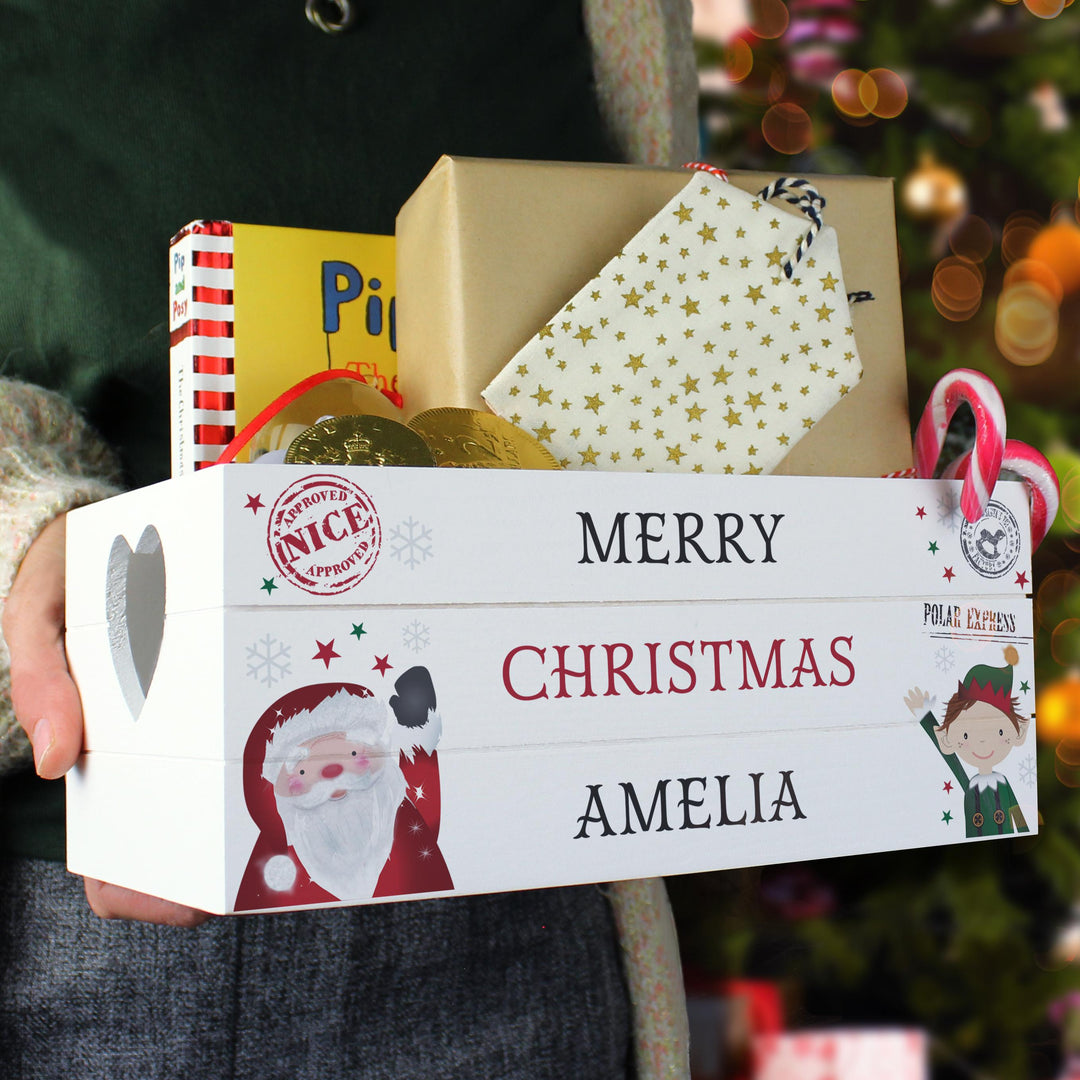 Personalised Christmas White Wooden Crate – alternative view