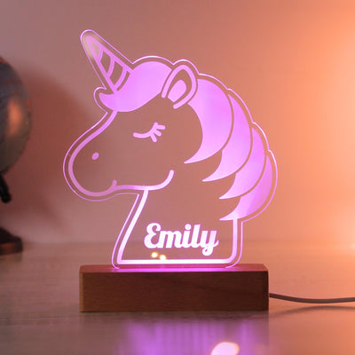 Personalised Unicorn Wooden Based LED Light