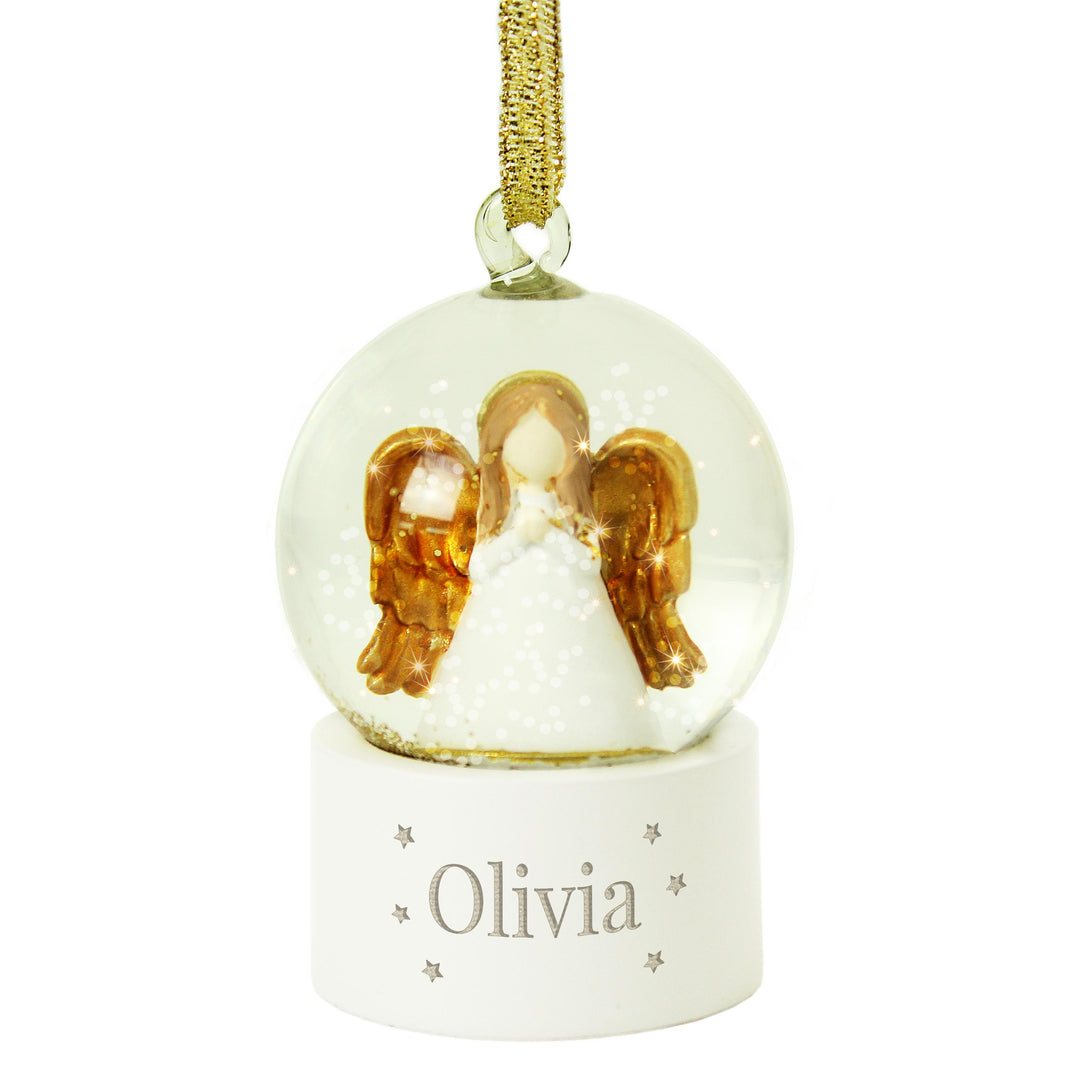 Personalised Name Only Angel Glitter Snow Globe Tree Decoration – alternative view