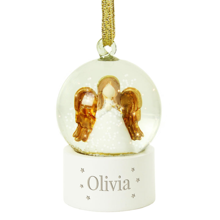 Personalised Name Only Angel Glitter Snow Globe Tree Decoration – alternative view