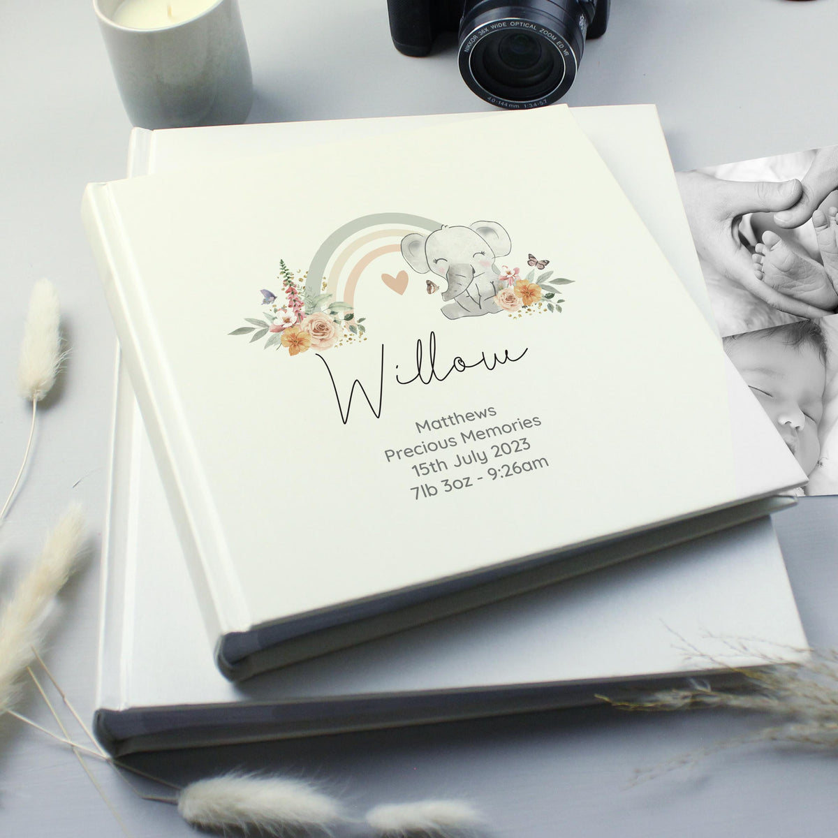 Personalised Floral Elephant Square Photo Album – alternative view