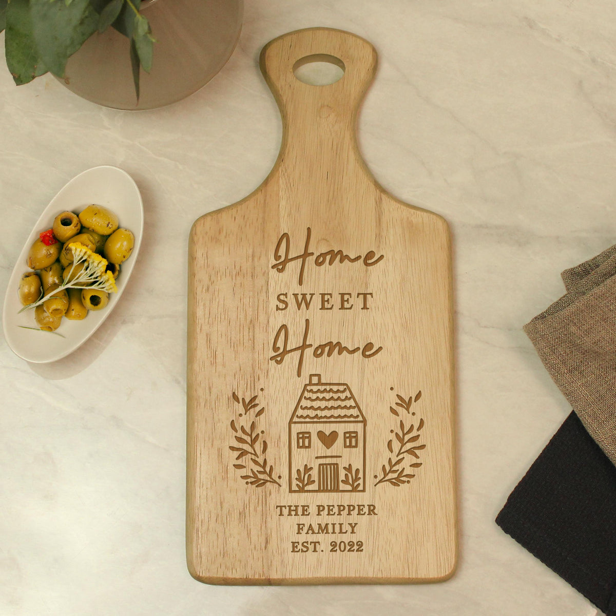 Personalised Home Sweet Home Wooden Choppign Board - alternative view