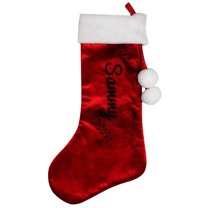 Personalised Holly Red Christmas Stocking – alternative view