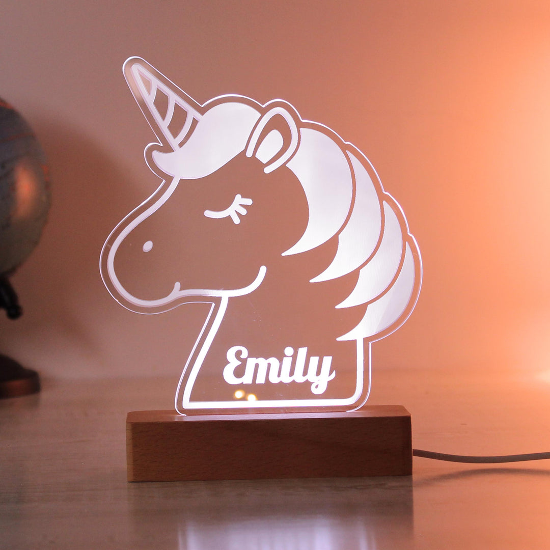 Personalised Unicorn Wooden Based LED Light - alternative view