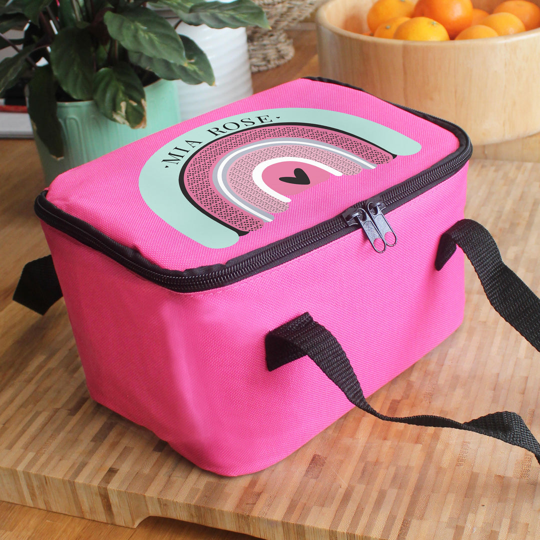 Personalised Rainbow Pink Lunch Bag – alternative view