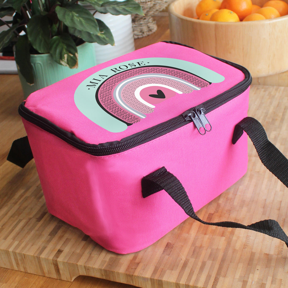 Personalised Rainbow Pink Lunch Bag – alternative view