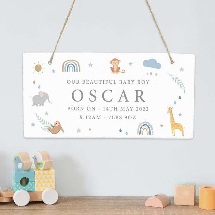 Personalised Safari Animals Wooden Sign – alternative view