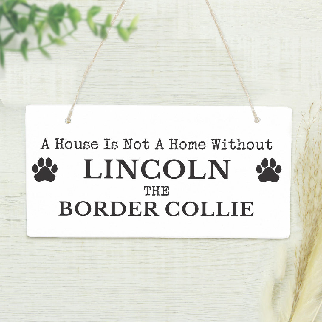 Personalised Paw Print Dog Breed Wooden Sign – alternative view