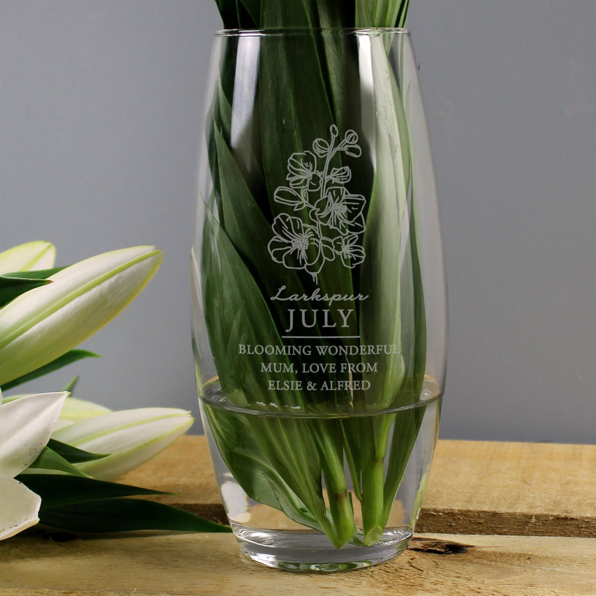 Personalised July Birth Flower Bullet Vase – alternative view