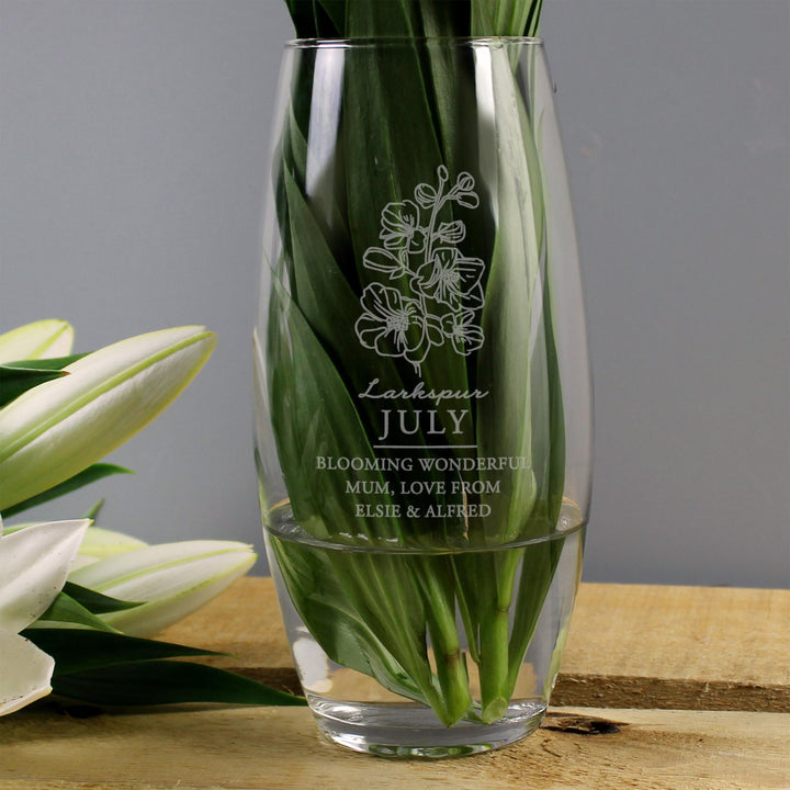 Personalised July Birth Flower Bullet Vase – alternative view