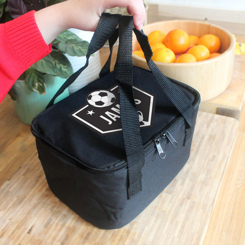 Personalised Football Black Lunch Bag