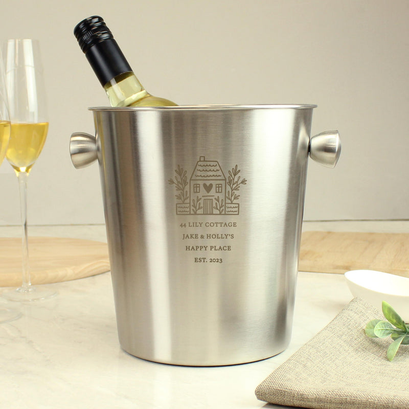 Personalised House Stainless Steel Ice Bucket