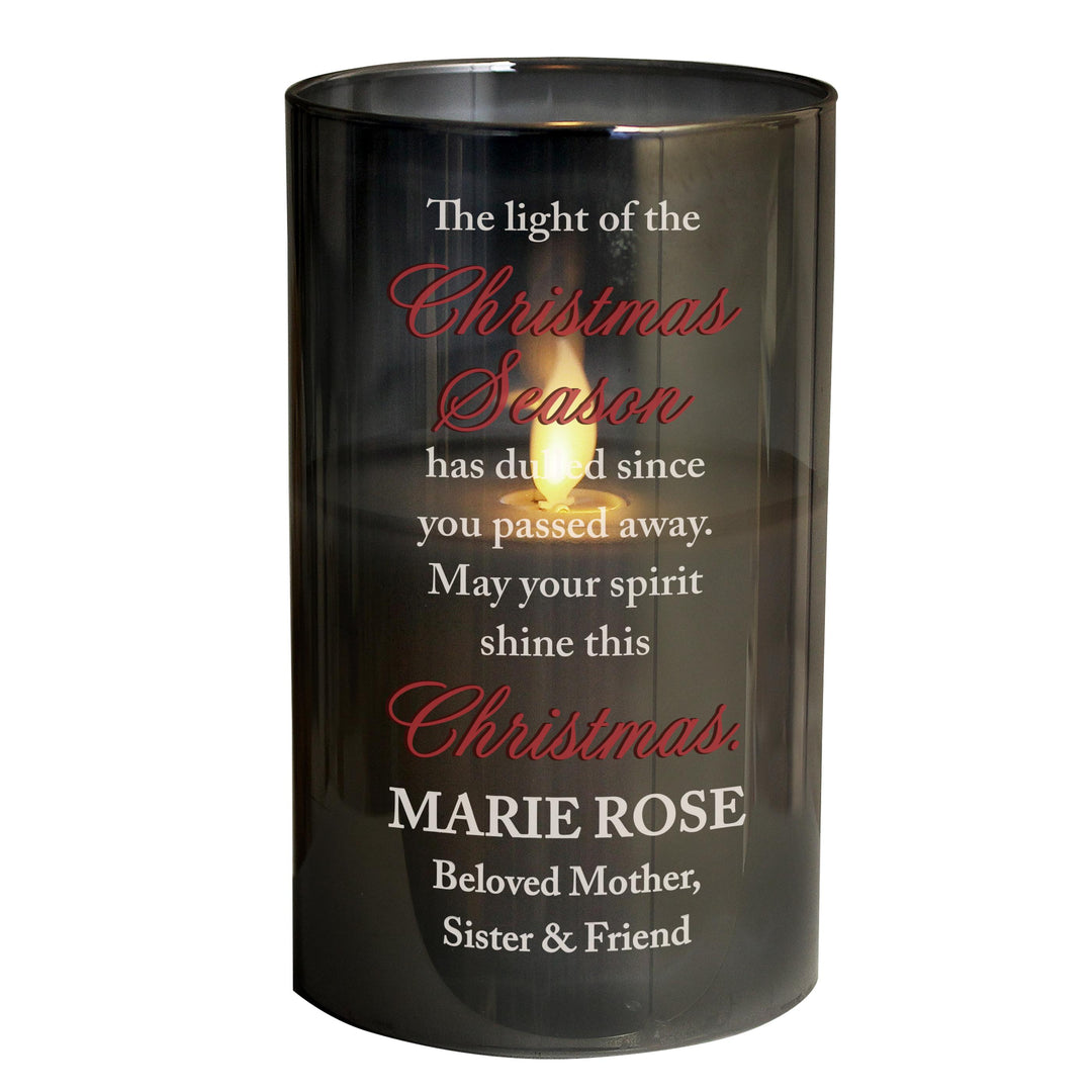 Personalised Christmas Season Memorial Smoked LED Candle – alternative view